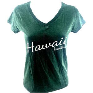NEW Hawaii Rainbow Warriors Colosseum Athletics V-Neck Green Shirt Womens M